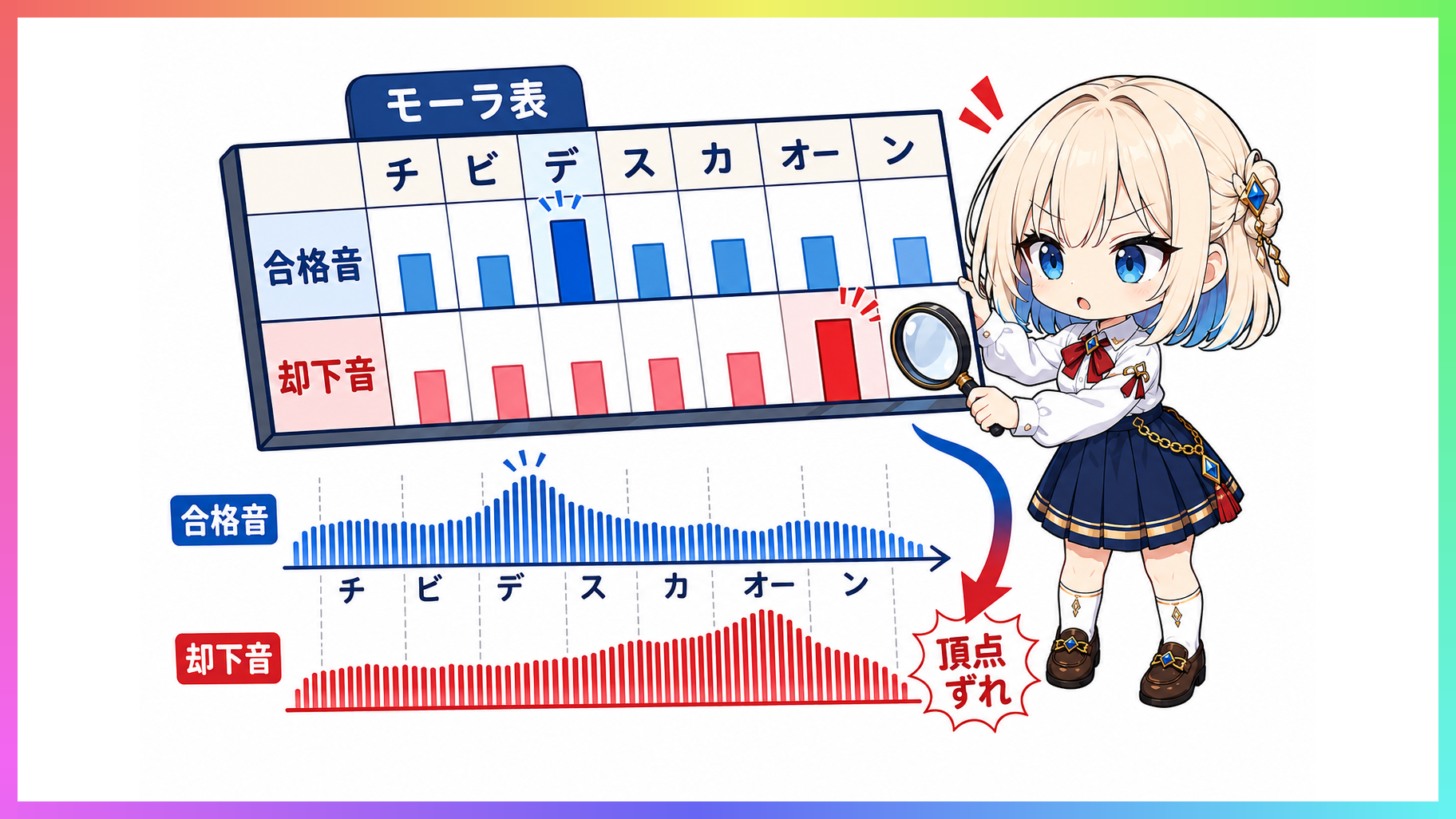 4モーラ目と6モーラ目で頂点の位置が異なる周波数グラフを比較観察するyuki
