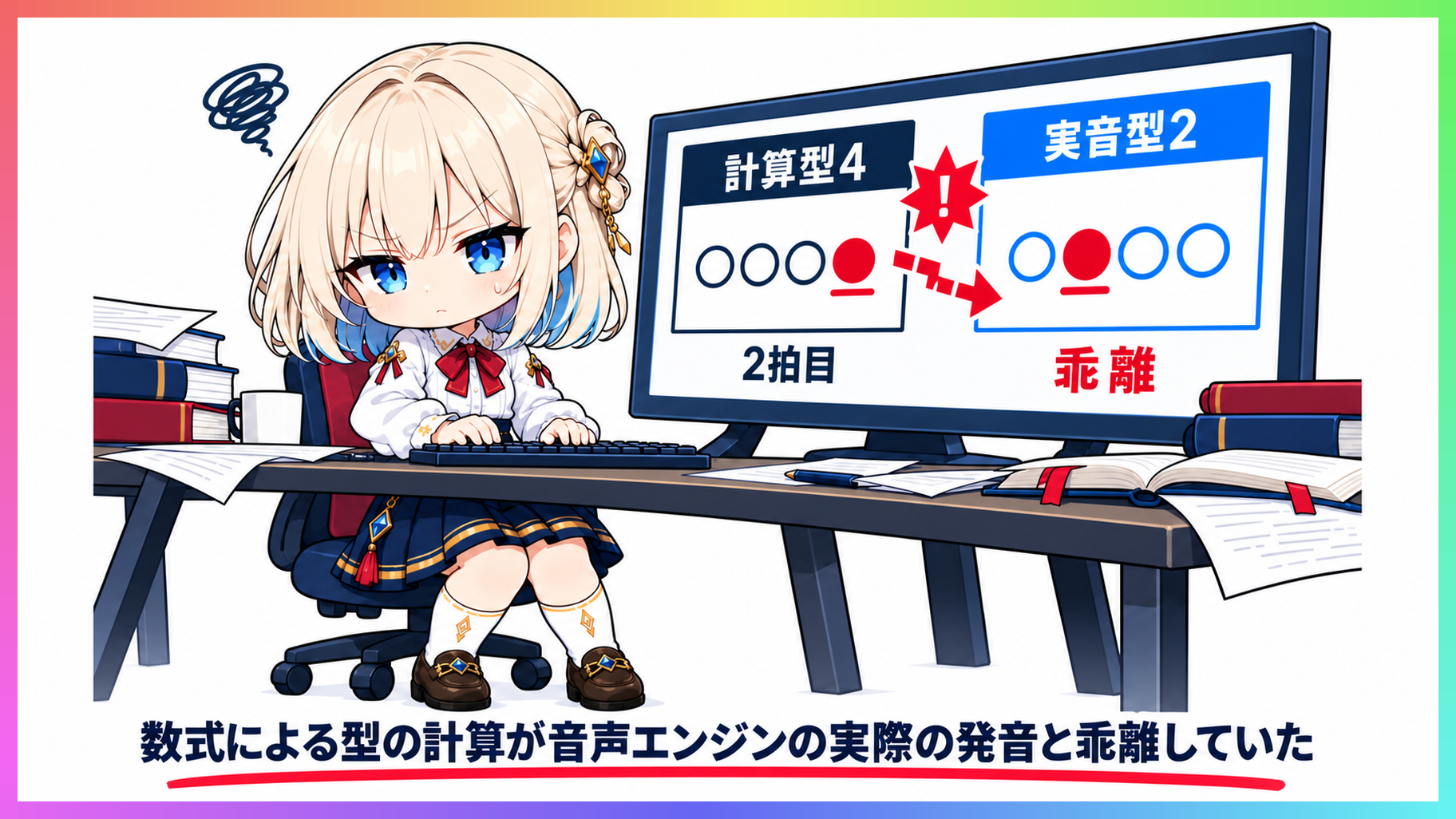 計算上の型4と実音の型2の不一致を示すアクセント分析表を調べるyuki
